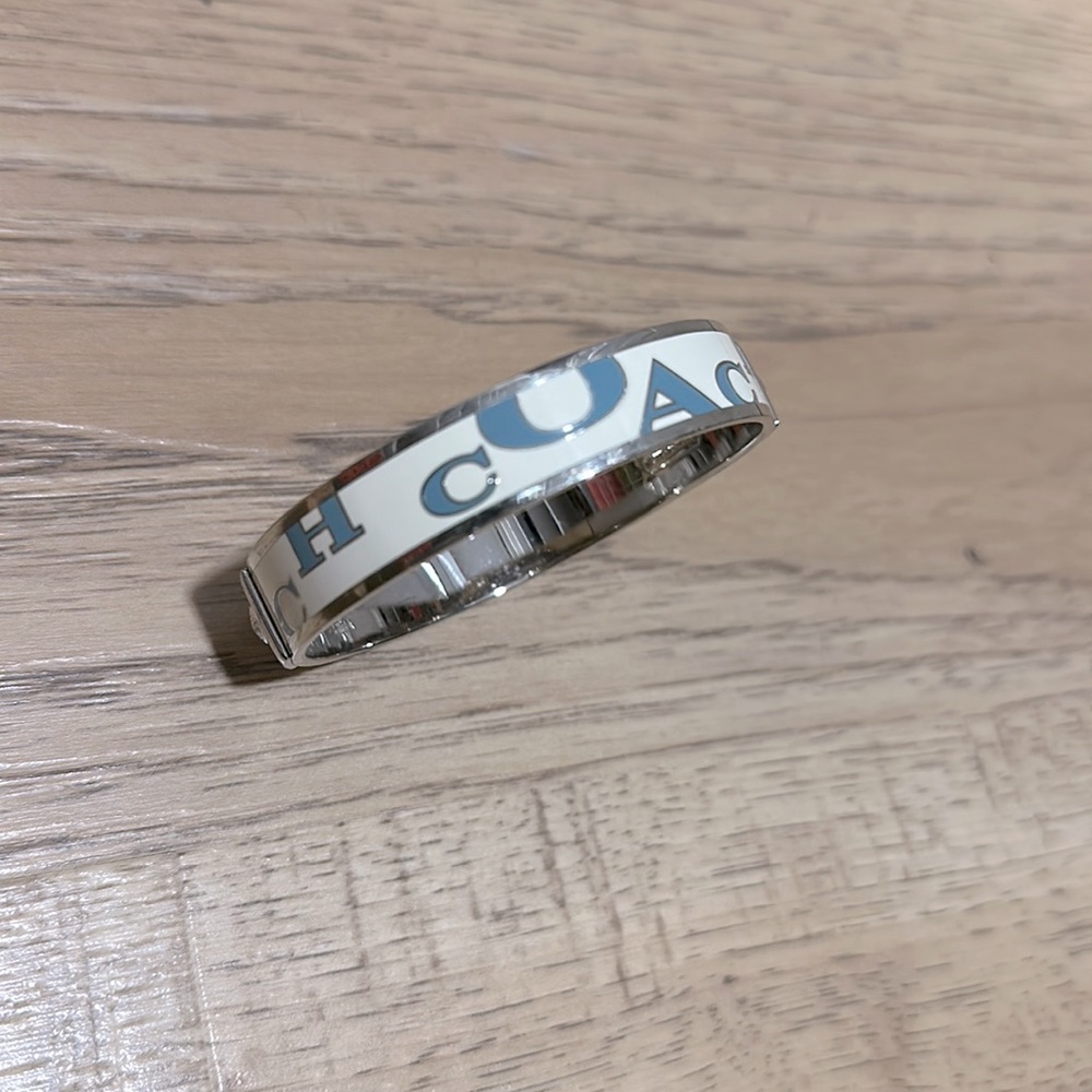 Coach bangle bracelet silver and blue